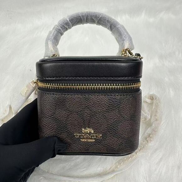 Coach Ava Crossbody Bag In Signature Canvas In Gold/Walnut/Black CY732 NWT - Picture 2 of 10